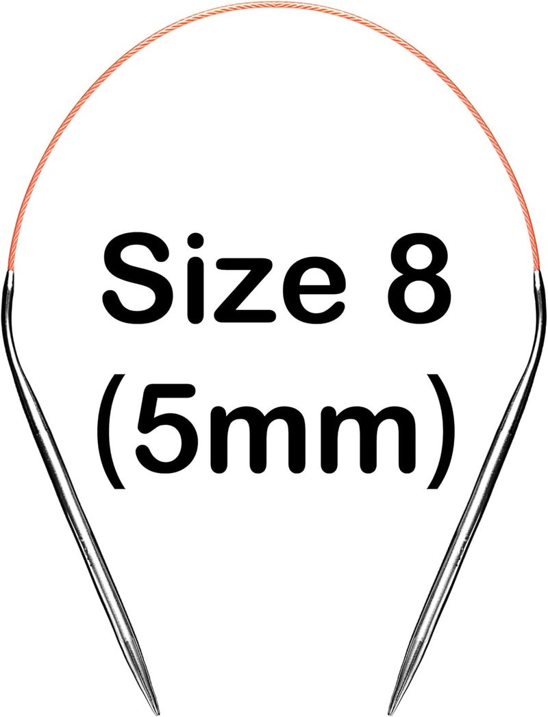 cuteDIY Size 8 Circular Knitting Needles 16 Inch Round Metal (Etched US&mm, Color-Coded Cable, Smooth Join) - Image 2